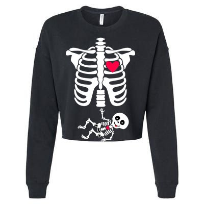 Pregnant Skeleton Ribcage with Baby Costume Cropped Pullover Crew