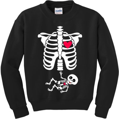 Pregnant Skeleton Ribcage with Baby Costume Kids Sweatshirt