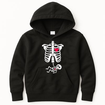 Pregnant Skeleton Ribcage with Baby Costume Kids Hoodie