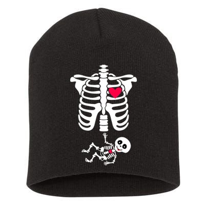 Pregnant Skeleton Ribcage with Baby Costume Short Acrylic Beanie