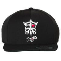 Pregnant Skeleton Ribcage with Baby Costume Wool Snapback Cap