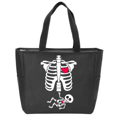 Pregnant Skeleton Ribcage with Baby Costume Zip Tote Bag