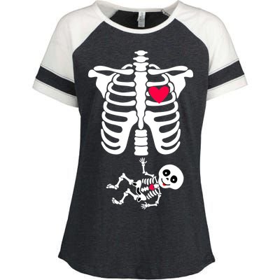 Pregnant Skeleton Ribcage with Baby Costume Enza Ladies Jersey Colorblock Tee