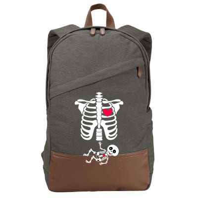 Pregnant Skeleton Ribcage with Baby Costume Cotton Canvas Backpack