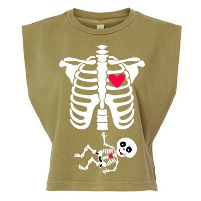 Pregnant Skeleton Ribcage with Baby Costume Garment-Dyed Women's Muscle Tee