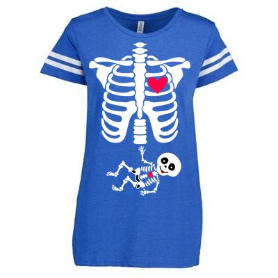 Pregnant Skeleton Ribcage with Baby Costume Enza Ladies Jersey Football T-Shirt