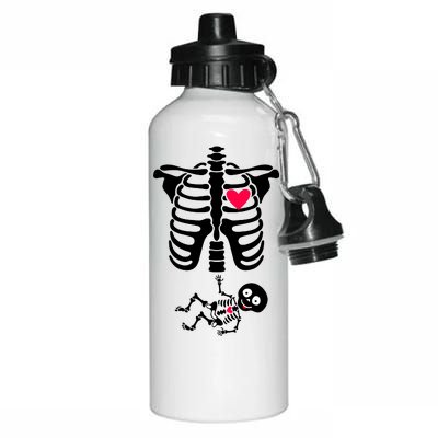 Pregnant Skeleton Ribcage with Baby Costume Aluminum Water Bottle