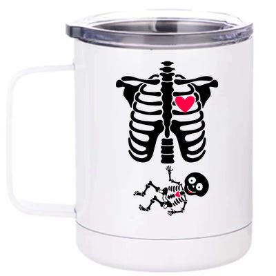 Pregnant Skeleton Ribcage with Baby Costume 12 oz Stainless Steel Tumbler Cup