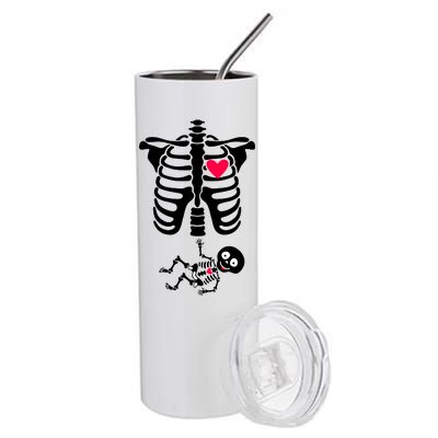 Pregnant Skeleton Ribcage with Baby Costume Stainless Steel Tumbler