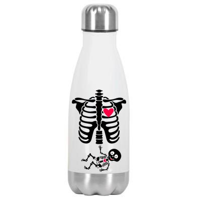 Pregnant Skeleton Ribcage with Baby Costume Stainless Steel Insulated Water Bottle