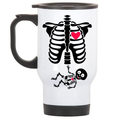 Pregnant Skeleton Ribcage with Baby Costume Stainless Steel Travel Mug