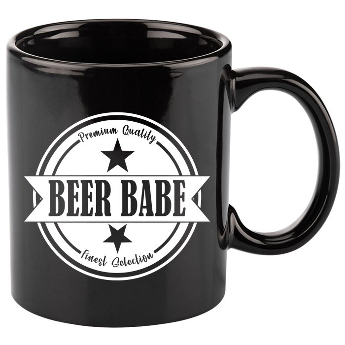 Premium Quality Beer Babe Finest Selection 11oz C Handle Ceramic Mug