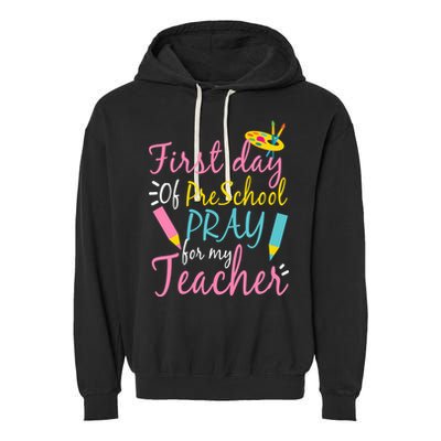 Preschool Pre K Pray For My Teacher Funny Garment-Dyed Fleece Hoodie