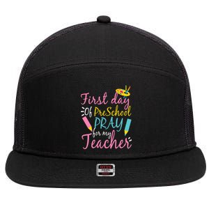 Preschool Pre K Pray For My Teacher Funny 7 Panel Mesh Trucker Snapback Hat