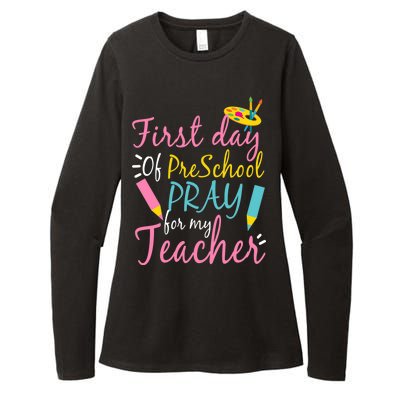 Preschool Pre K Pray For My Teacher Funny Womens CVC Long Sleeve Shirt