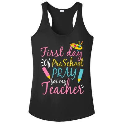 Preschool Pre K Pray For My Teacher Funny Ladies PosiCharge Competitor Racerback Tank