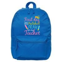 Preschool Pre K Pray For My Teacher Funny 16 in Basic Backpack