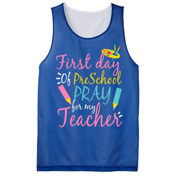 Preschool Pre K Pray For My Teacher Funny Mesh Reversible Basketball Jersey Tank