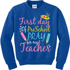 Preschool Pre K Pray For My Teacher Funny Kids Sweatshirt