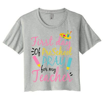 Preschool Pre K Pray For My Teacher Funny Women's Crop Top Tee