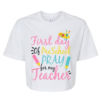 Preschool Pre K Pray For My Teacher Funny Bella+Canvas Jersey Crop Tee