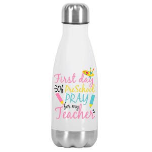 Preschool Pre K Pray For My Teacher Funny Stainless Steel Insulated Water Bottle