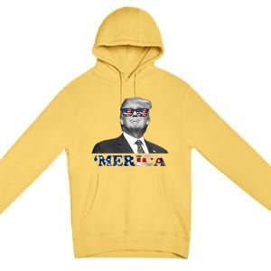 President Donald Trump Merica Patriotic USA Flag Premium Pullover Hoodie