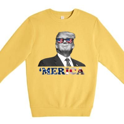 President Donald Trump Merica Patriotic USA Flag Premium Crewneck Sweatshirt