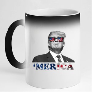 President Donald Trump Merica Patriotic USA Flag 11oz Black Color Changing Mug