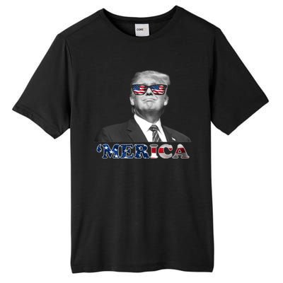 President Donald Trump Merica Patriotic USA Flag Tall Fusion ChromaSoft Performance T-Shirt