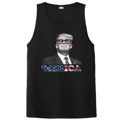 President Donald Trump Merica Patriotic USA Flag PosiCharge Competitor Tank