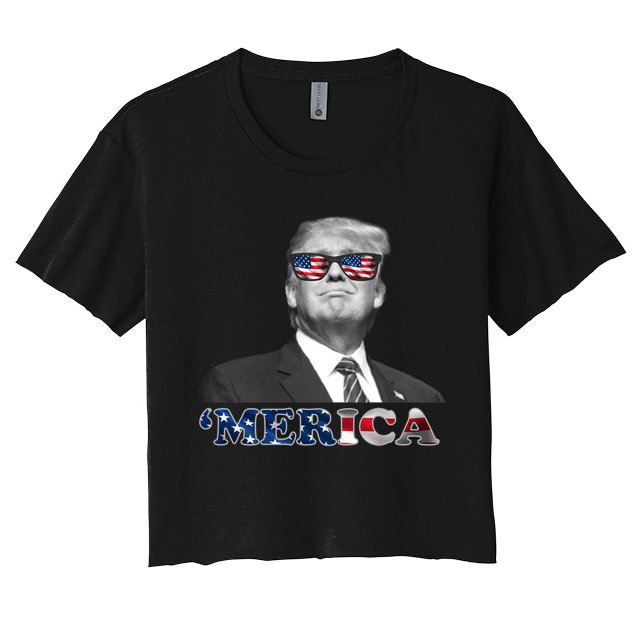 President Donald Trump Merica Patriotic USA Flag Crop Top