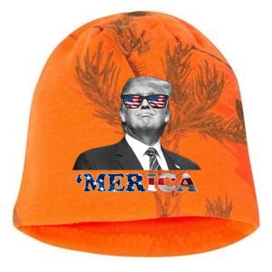 President Donald Trump Merica Patriotic USA Flag Kati - Camo Knit Beanie