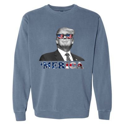 President Donald Trump Merica Patriotic USA Flag Garment-Dyed Sweatshirt