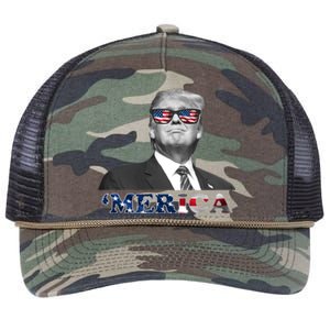 President Donald Trump Merica Patriotic USA Flag Retro Rope Trucker Hat Cap