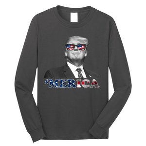 President Donald Trump Merica Patriotic USA Flag Long Sleeve Shirt