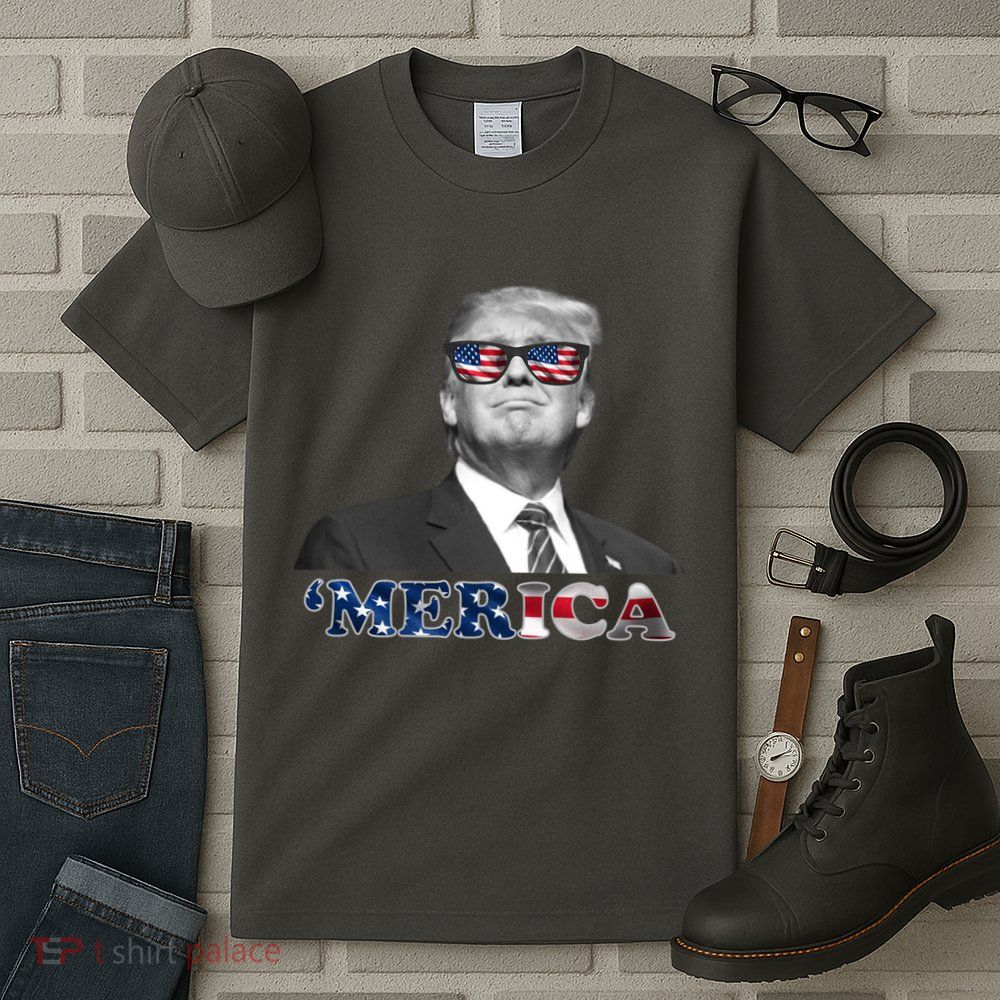 President Donald Trump Merica Patriotic USA Flag Tall T-Shirt