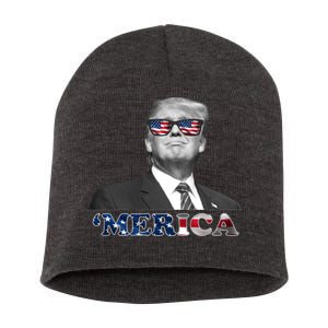 President Donald Trump Merica Patriotic USA Flag Short Acrylic Beanie