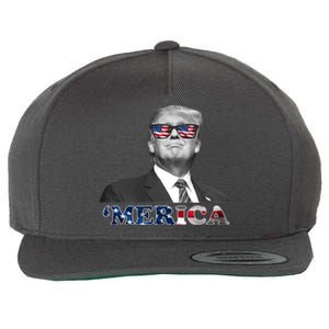 President Donald Trump Merica Patriotic USA Flag Wool Snapback Cap