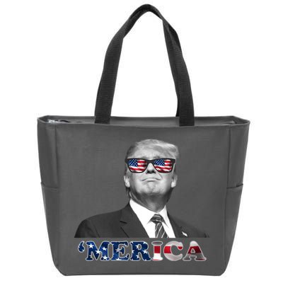 President Donald Trump Merica Patriotic USA Flag Zip Tote Bag