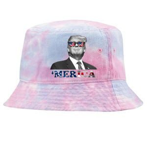 President Donald Trump Merica Patriotic USA Flag Tie-Dyed Bucket Hat