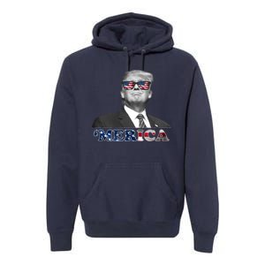 President Donald Trump Merica Patriotic USA Flag Premium Hoodie