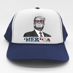 President Donald Trump Merica Patriotic USA Flag Trucker Hat