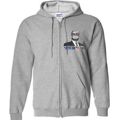 President Donald Trump Merica Patriotic USA Flag Full Zip Hoodie