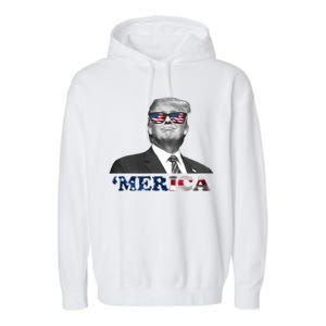 President Donald Trump Merica Patriotic USA Flag Garment-Dyed Fleece Hoodie