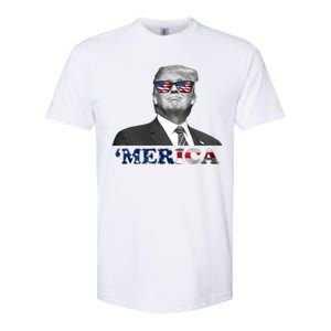 President Donald Trump Merica Patriotic USA Flag Softstyle CVC T-Shirt