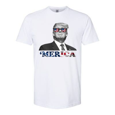 President Donald Trump Merica Patriotic USA Flag Softstyle® CVC T-Shirt