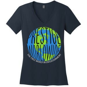 Prestige Worldwide First Word In Entertainment Women's V-Neck T-Shirt