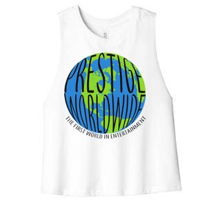 Prestige Worldwide First Word In Entertainment Women's Racerback Cropped Tank