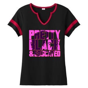 Pretty Black & Educated Black History Month Ladies Halftime Notch Neck Tee